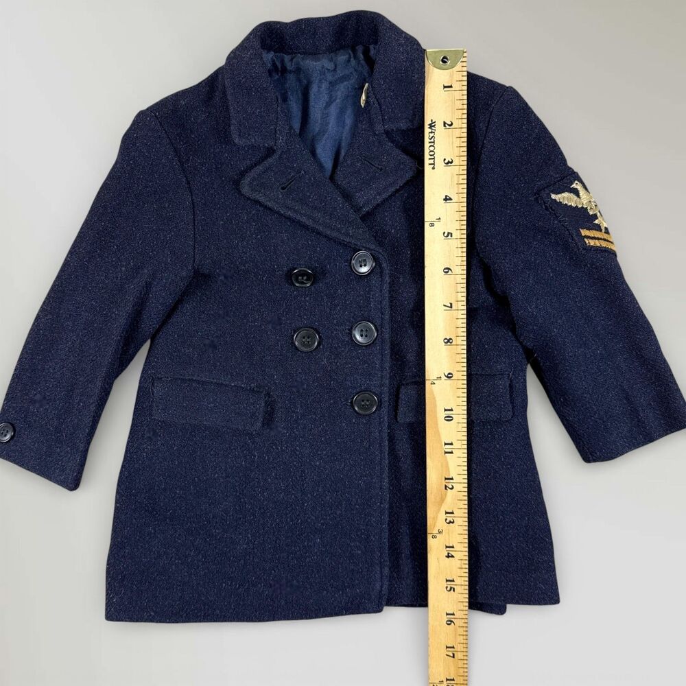 Vintage Little Boy's Wool Pea Coat Blue w/ US Navy Patch Size 2 read description - Picture 7 of 9